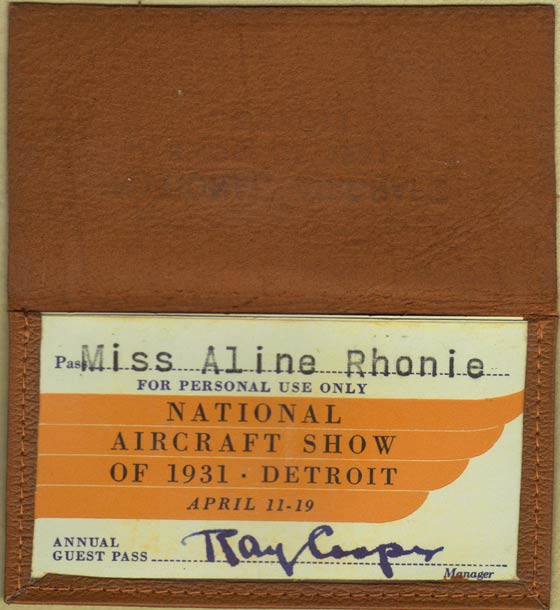 Identification Card, Detroit National Aircraft Show, April 11-19, 1931 (Source: Roberts) 